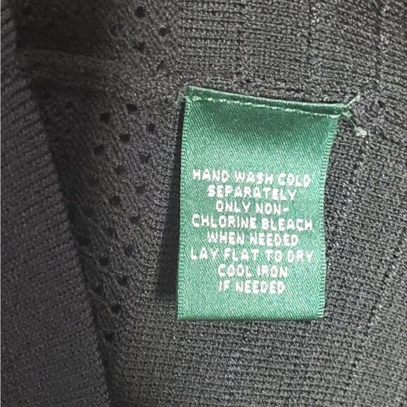 Lauren Ralph Lauren XL Cardigan Black Zip Up Striped Knit - Picture 7 of 10